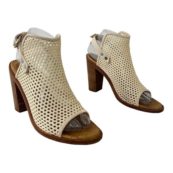 Rag & Bone Size 37 Wyatt White Leather Open Toe Slingback Sandal Bootie - Picture 1 of 7